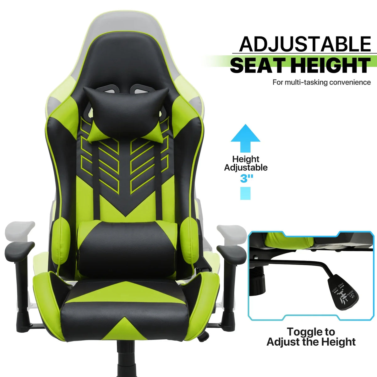 2026 NewMagshion Ergonomic Gaming Chair, Comfortable Gaming Chair, Computer Chair Leather Desk Chair Adjustable Swivel Gaming Office Chair, Blue