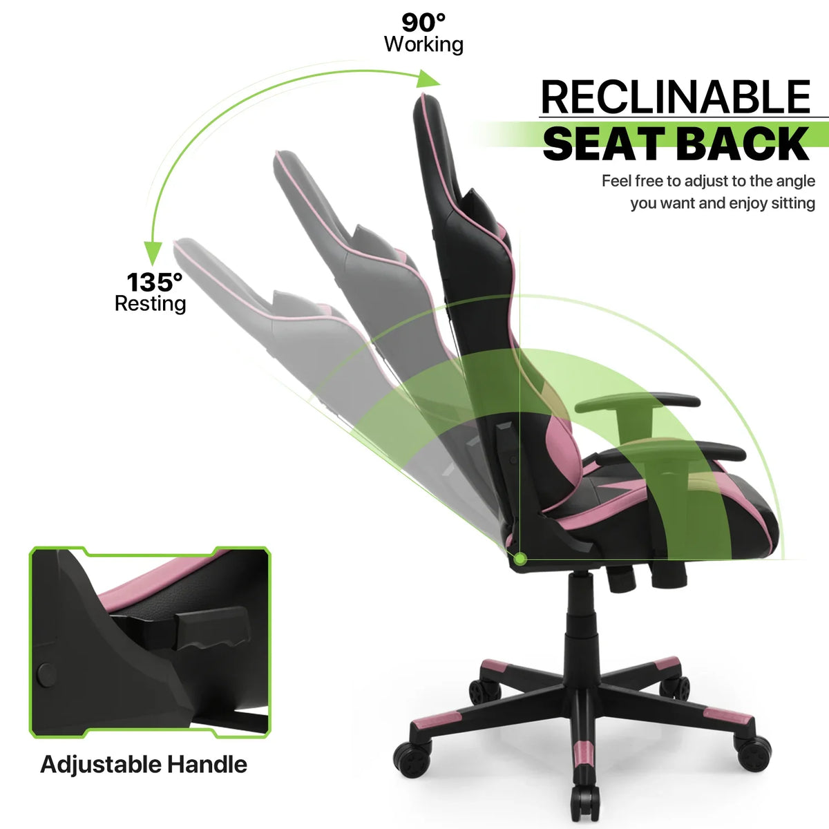 2026 NewMagshion Ergonomic Gaming Chair, Comfortable Gaming Chair, Computer Chair Leather Desk Chair Adjustable Swivel Gaming Office Chair, Blue
