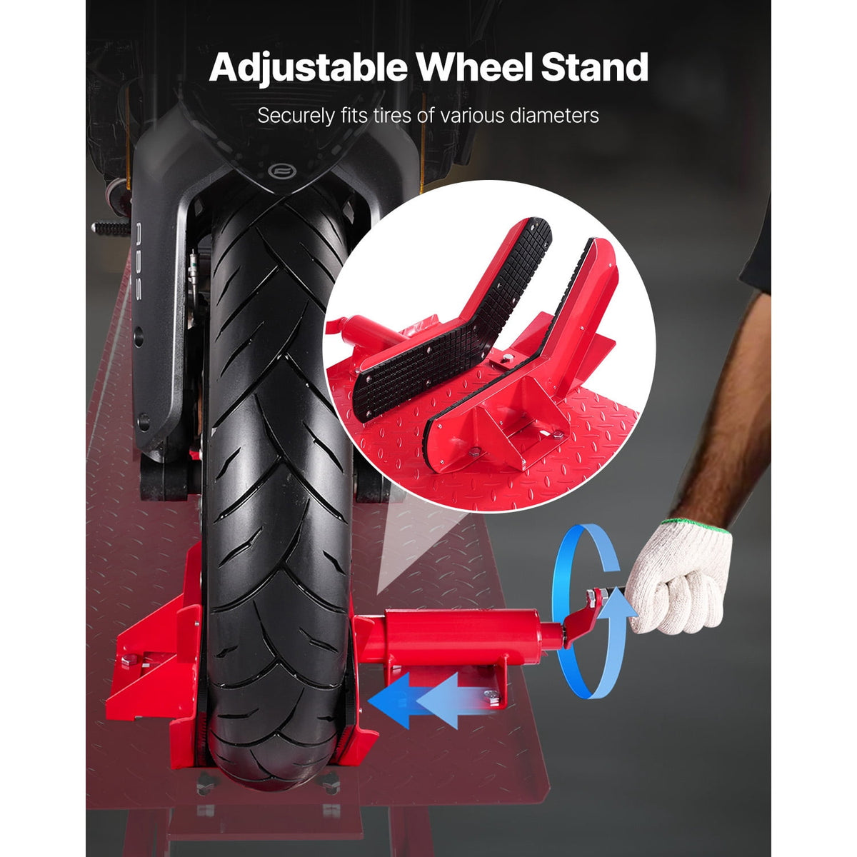 Motorcycle Lift Table, 453 kg Load Capacity, 360° flexible mobile Jack Stand, Height Adjustable From 21.8 to 79 cm, Heavy-duty Repair Stand