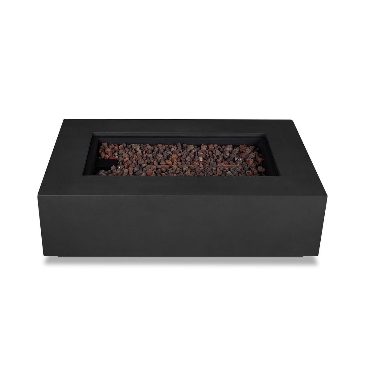 Real Flame Aegean 50" Rectangle Steel Propane or Natural Gas Fire Pit Table in Black