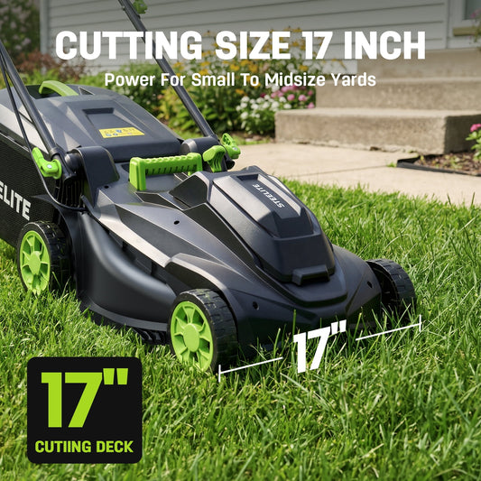 Steelite 17-Inch Cordless Lawn Mower, 2x21V Electric Lawn Mowers with Brushless Motor for Garden,2*4.0Ah Battery & Charger Included