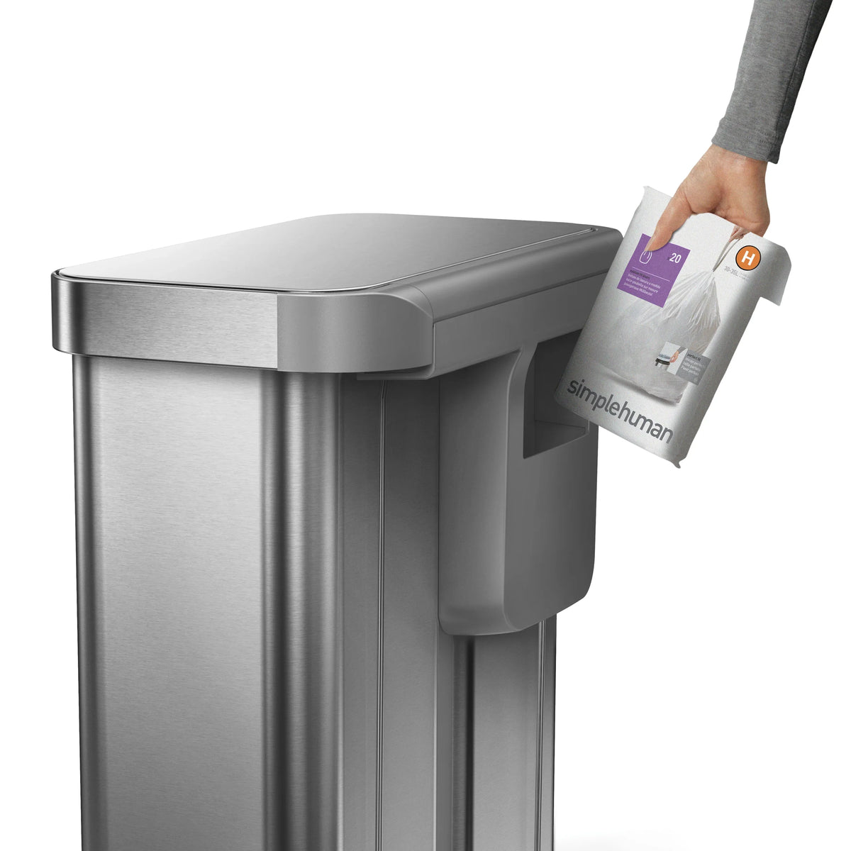 2026 Newsimplehuman 58 Liter / 15.3 Gallon Rectangular Dual Compartment Recycling Step, Brushed Stainless Steel with Soft-Close Plastic Lid Kitchen Trash Can