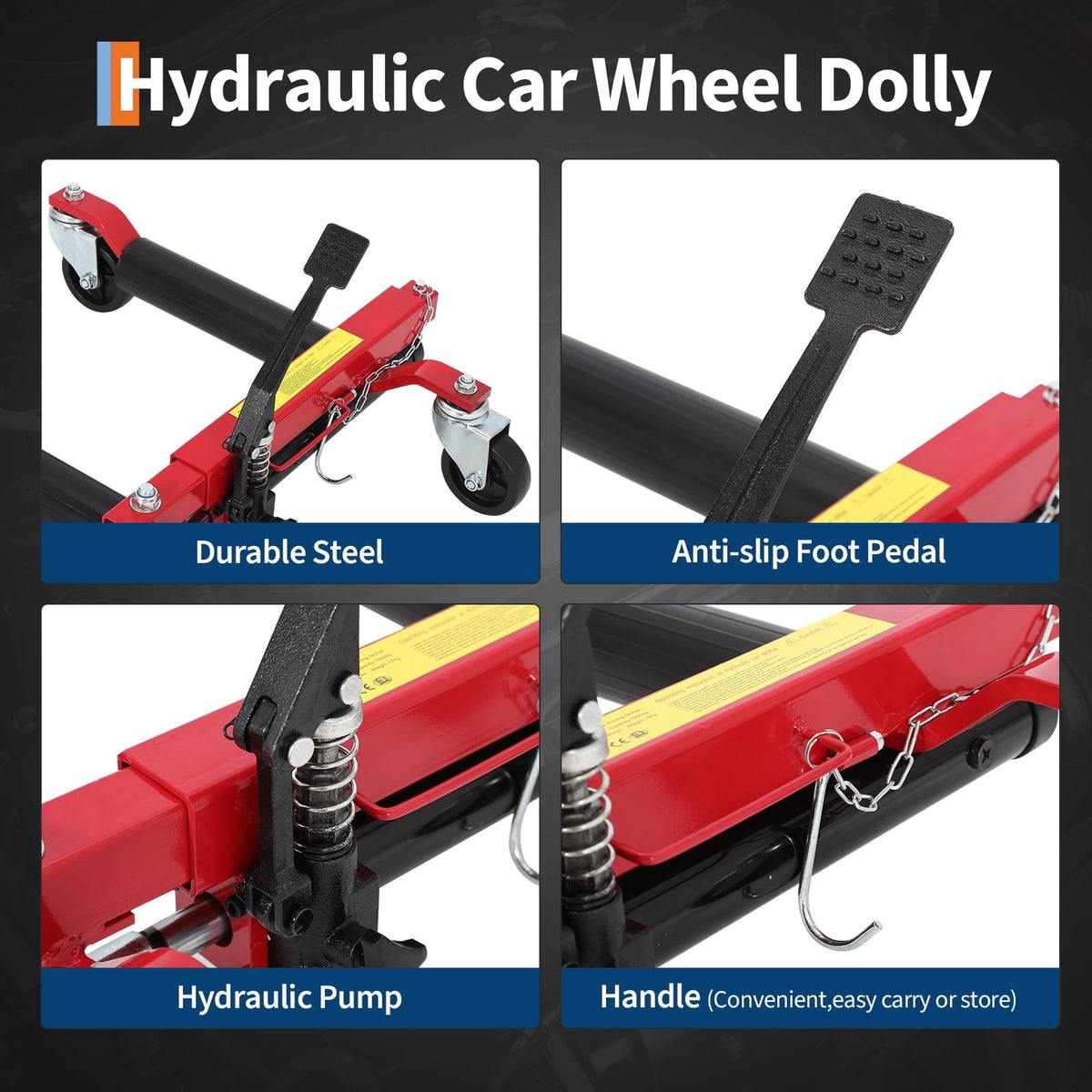 Wheel Dolly Jack Set – Hydraulic 1500 lb 2-Pack – Foot Pedal Lift & 360° Casters – Q235 Steel – Cars, SUVs, Trucks & ATVs – Rust Resistant – Auto Repair