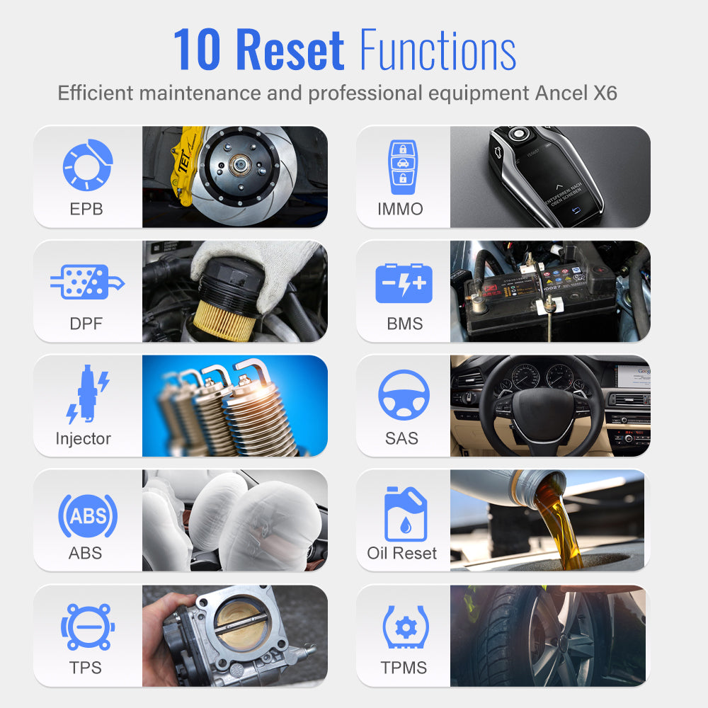 ANCEL X6 Bluetooth OBD2 Scanner, Bidirectional Control Full System Car Diagnostic Tool, 10 Reset Services EPB DPF SAS Oil TPMS, Full OBD2 Functions, 2 Years Free Update for 12V Vehicles
