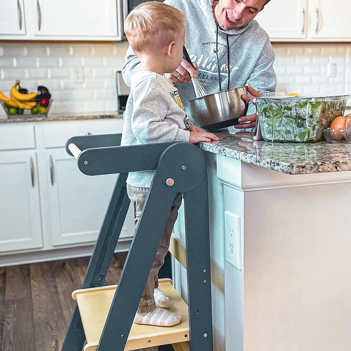 2026 NewHARPPA Foldable Toddler Kitchen Tower, Standing Tower for Kids Age 1.5-6 Years, White