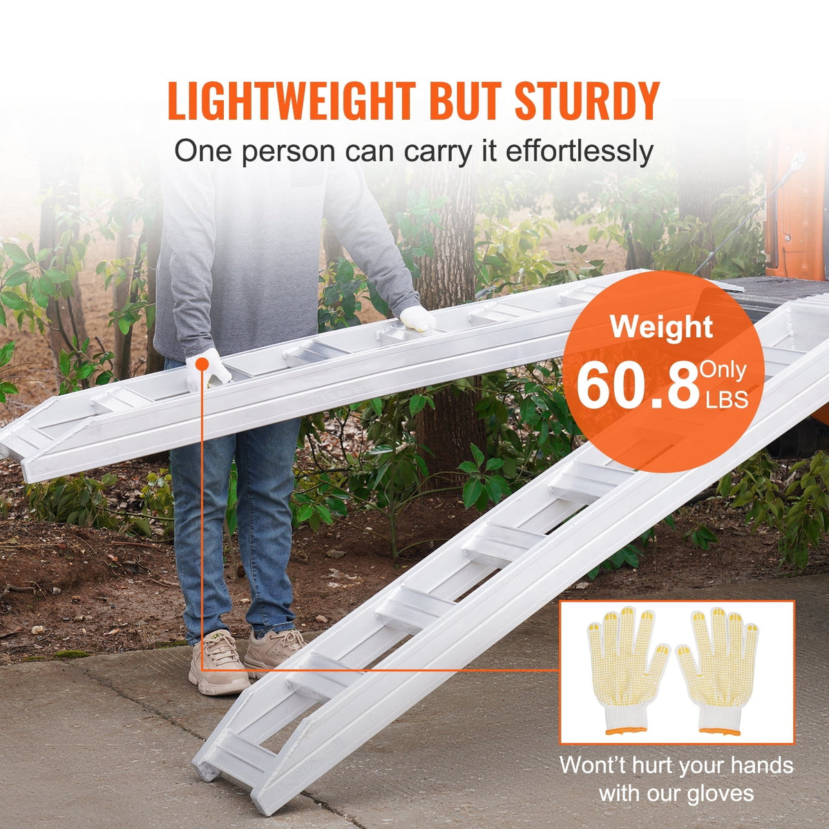 KFFKFF Aluminum Loading Ramps, 8810 lbs Capacity, Durable Ramps with Hook End for Secure Attachment, Versatile Use for Motorcycles, Tractors, ATV/UTV, Trucks, Lawn Mowers, 72"L x 15"W, Set of 2