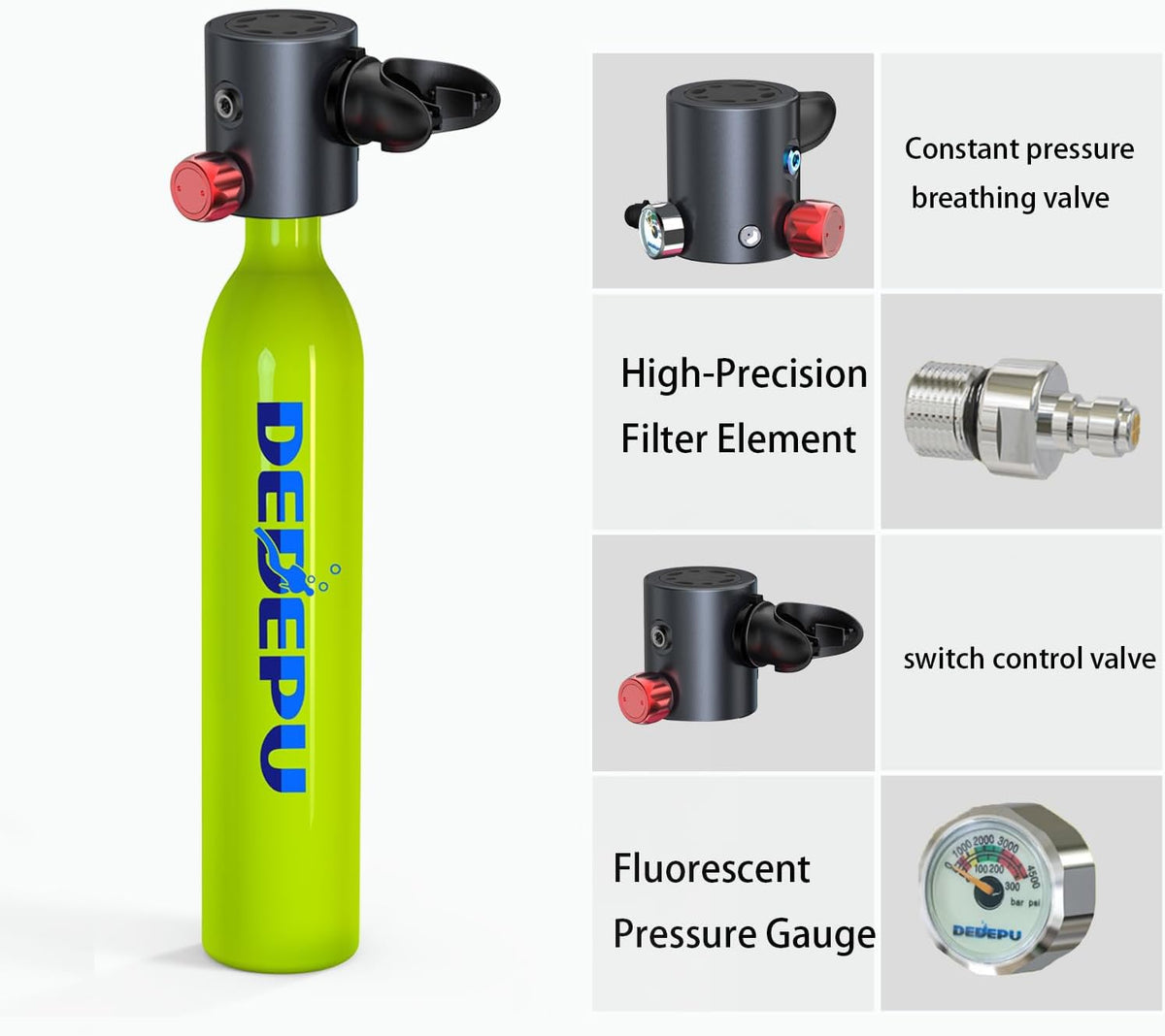 Scuba Diving Tank,0.5L Constant Pressure Mini Scuba Tank, Dive Tanks with On-Off Valve, 5-10 Minutes Underwater Capability, Portable Mini Scuba Tanks, Scuba Diving Tanks with Pump