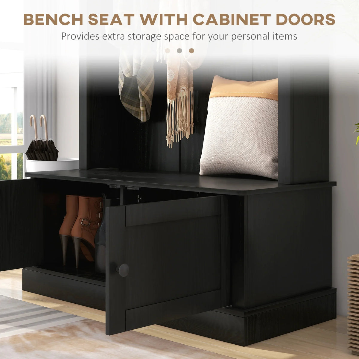 2026 NewHOMCOM Hall Tree, Entryway Bench w/ Coat Rack, Shoe Cabinet, Black