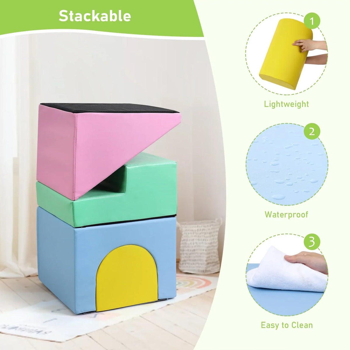 2026 NewSoft Climbing Indoor Set, Foam Climbing Blocks for Toddlers, Climbing, and Sliding Activity Play Set,4PCS