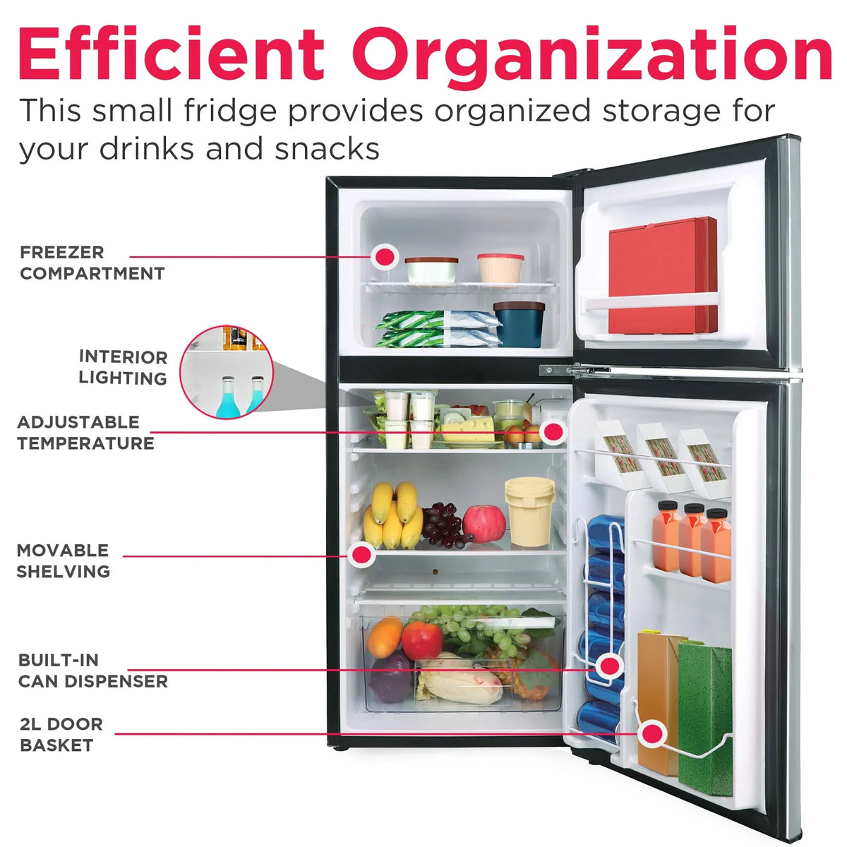 2026 NewFrigidaire, 4.5 Cu. ft., 2 Door Compact Refrigerator-Chrome Trim, EFR451, Platinum