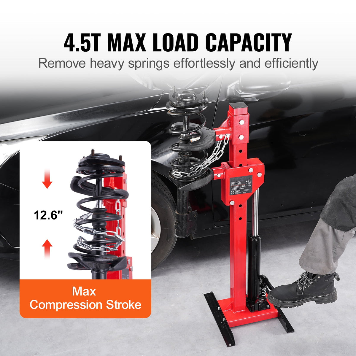KFFKFF Coil Spring Compression Device, Hydraulic Jack with 4.5 Ton/9920 LBS Capacity, Compression Force Rated at 1 Ton, Automotive Coil Spring Compression Instrument, Hydraulic Spring Compression