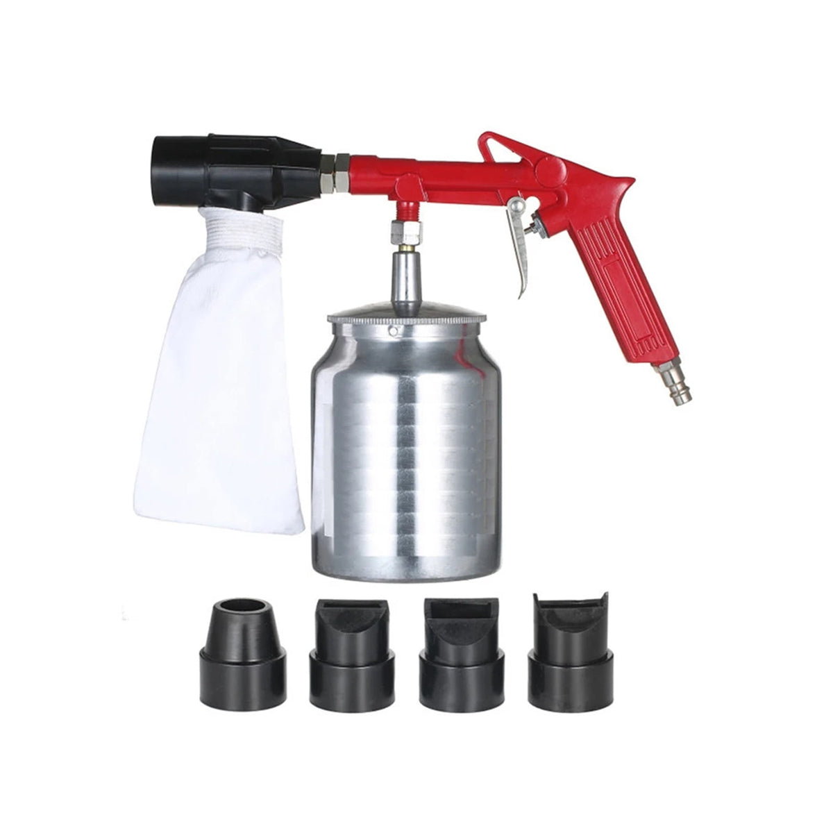 Pneumatic Sandblasting Spray Gun - 1/4in 450ml Sand Blasting Machine with 4 Nozzles for Rust Removal ,Easy to Use