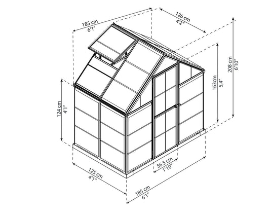 Harmony 6 ft. x 4 ft. Greenhouse Kit - Silver
