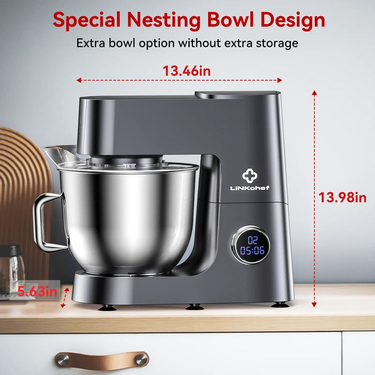 2026 NewLINKChef 7.4 Quart Stand Mixer, 800W 12-Speed Tilt-Head Food Mixer, Kitchen Electric Mixer with Dough Hook, Wire Whip & Beater
