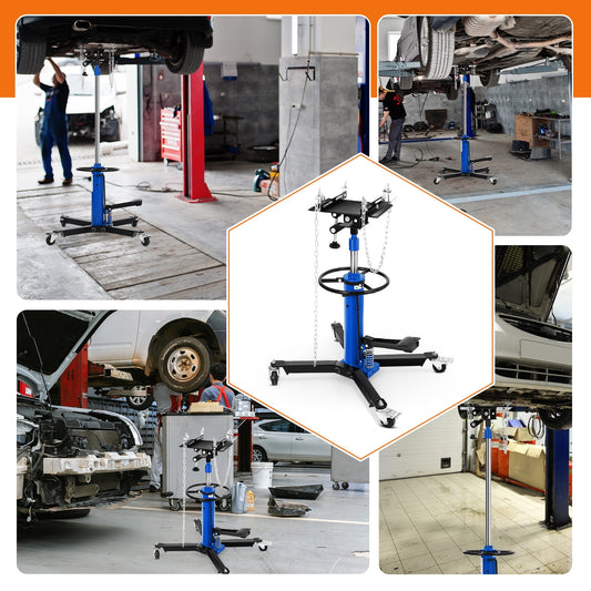 Hydraulic 2-Stage Telescopic Drive Jack – 1322 lbs (3/5 Ton), 34"–68" Lifting Range, Foot Pedal, 360° Swivel Wheels, Heavy Duty Garage Car Lift Stand, Blue, 1322 lbs