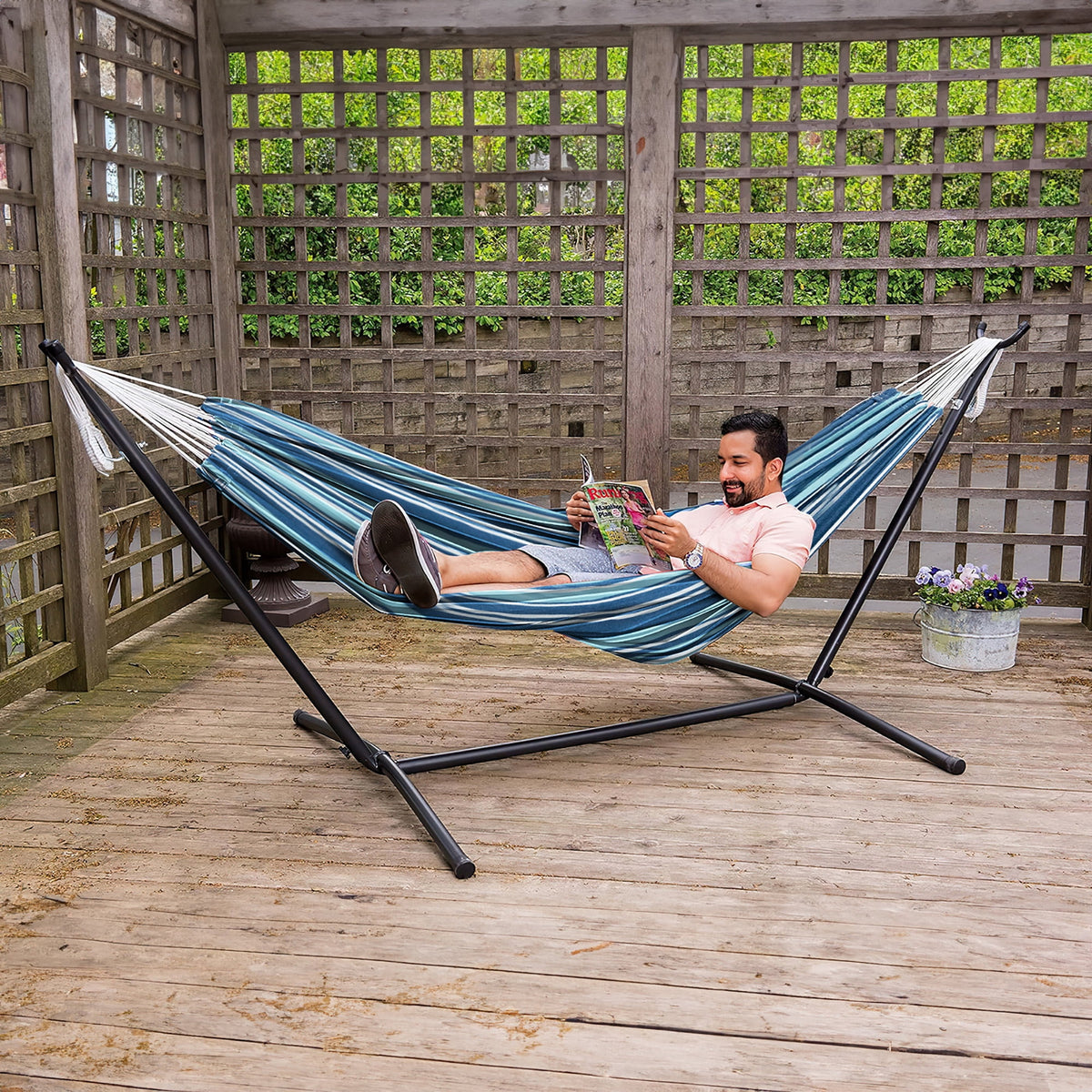 Gymax Portable Indoor Outdoor 2-Person Double Hammock Set w/ Stand and Carrying Cases