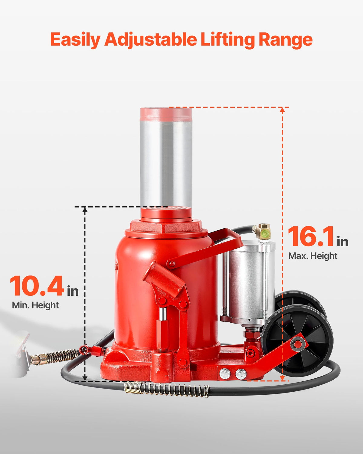 VEVOR Air Hydraulic Bottle Jack, 50 Ton (110231.5 lbs) Capacity, 10.4-16.1 Inch Lifting Range, Pneumatic/Manual Heavy Duty Welded Bottle Jack with Pump for Car