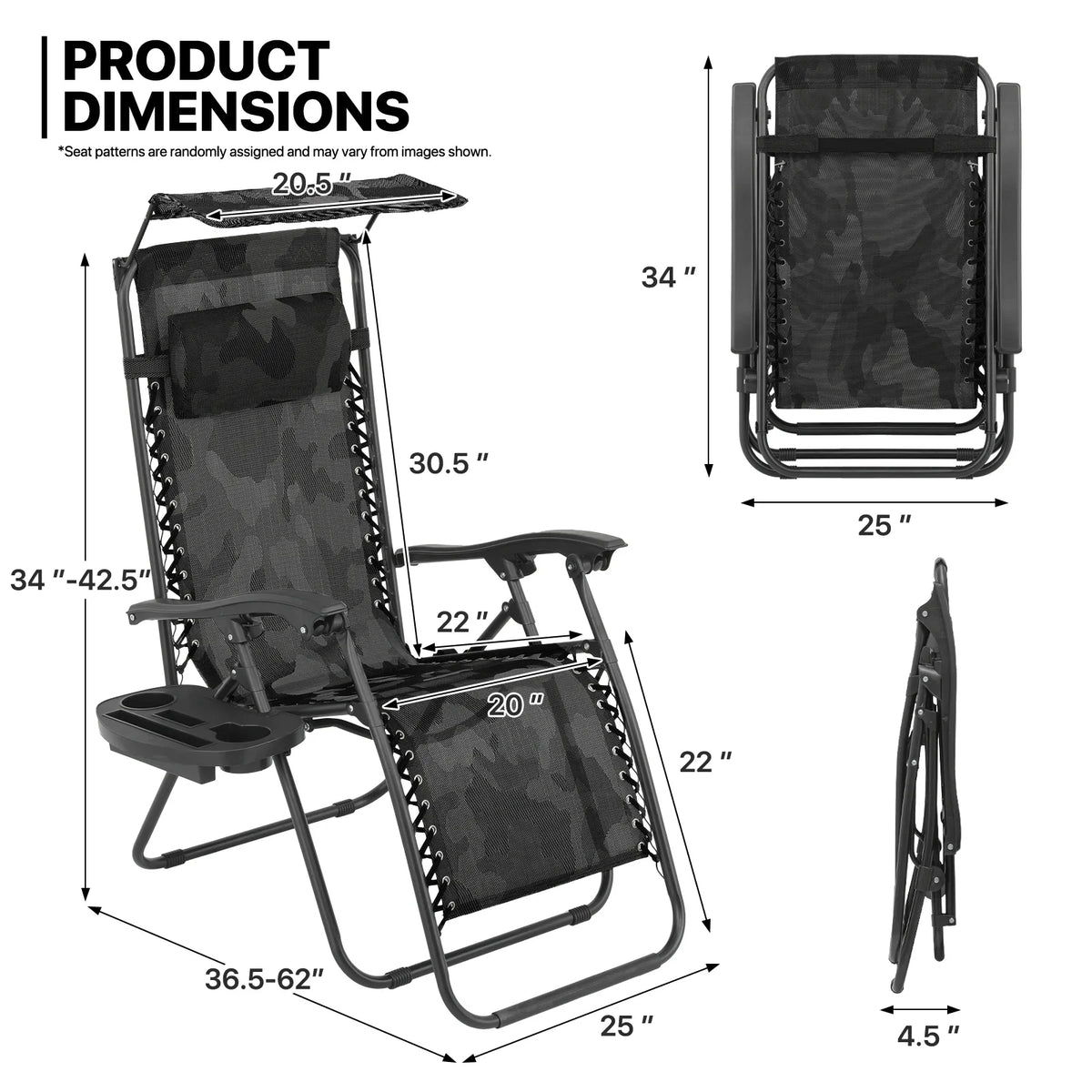 2026 NewMoNiBloom Zero Gravity Chairs Set of 2, Folding Outdoor Patio Beach Recliner with Canopy Shade & Headrest, Black
