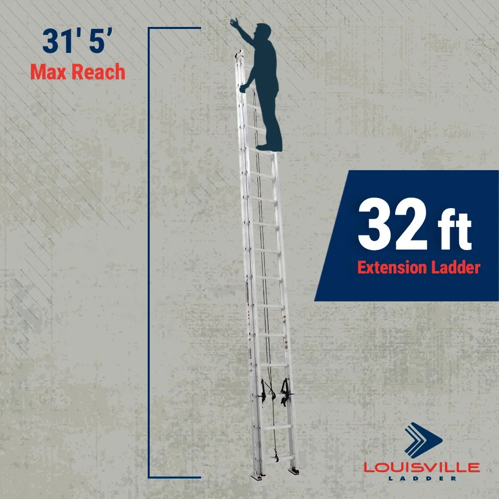 2026 NewLouisville Ladder 32-Foot Aluminum Extension Ladder, 300-Pound Load Capacity, Type IA, AE2232