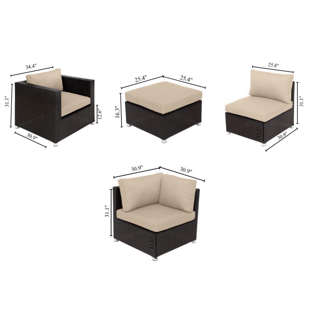 Innesbrook Collection 10-Piece Aluminum Patio Conversation Set with Grey Cushions