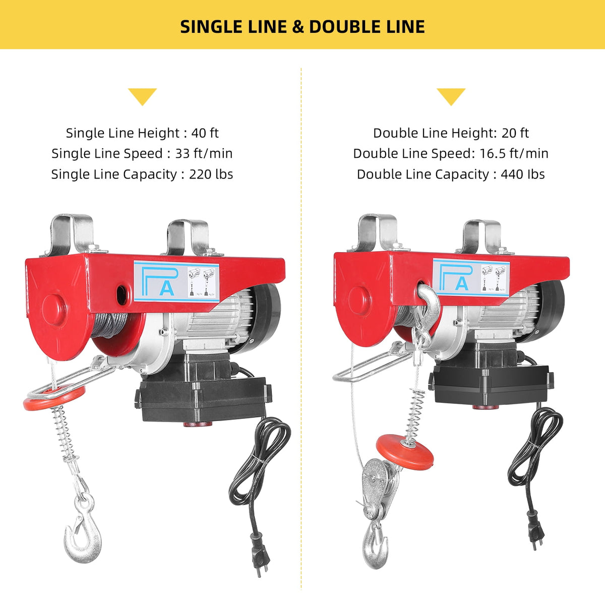 Ourlova Electric Hoist 440 LBS Lift Electric Hoist Crane Power System with Remote Control 110V Electric Wire Crane