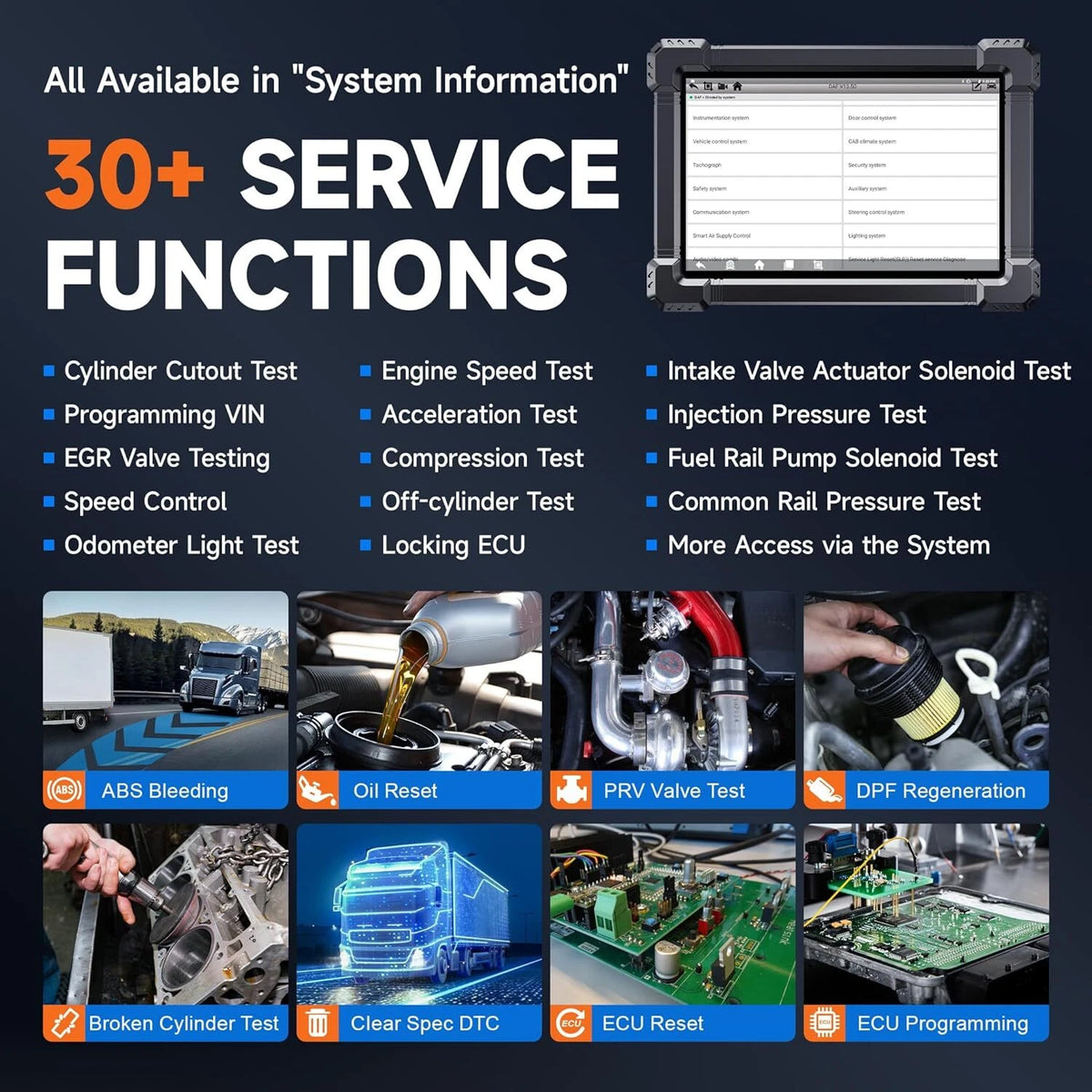 ANCEL X7HD Heavy Duty Diesel Truck Scanner Full System Diagnostic Tool ECU DPF Regen