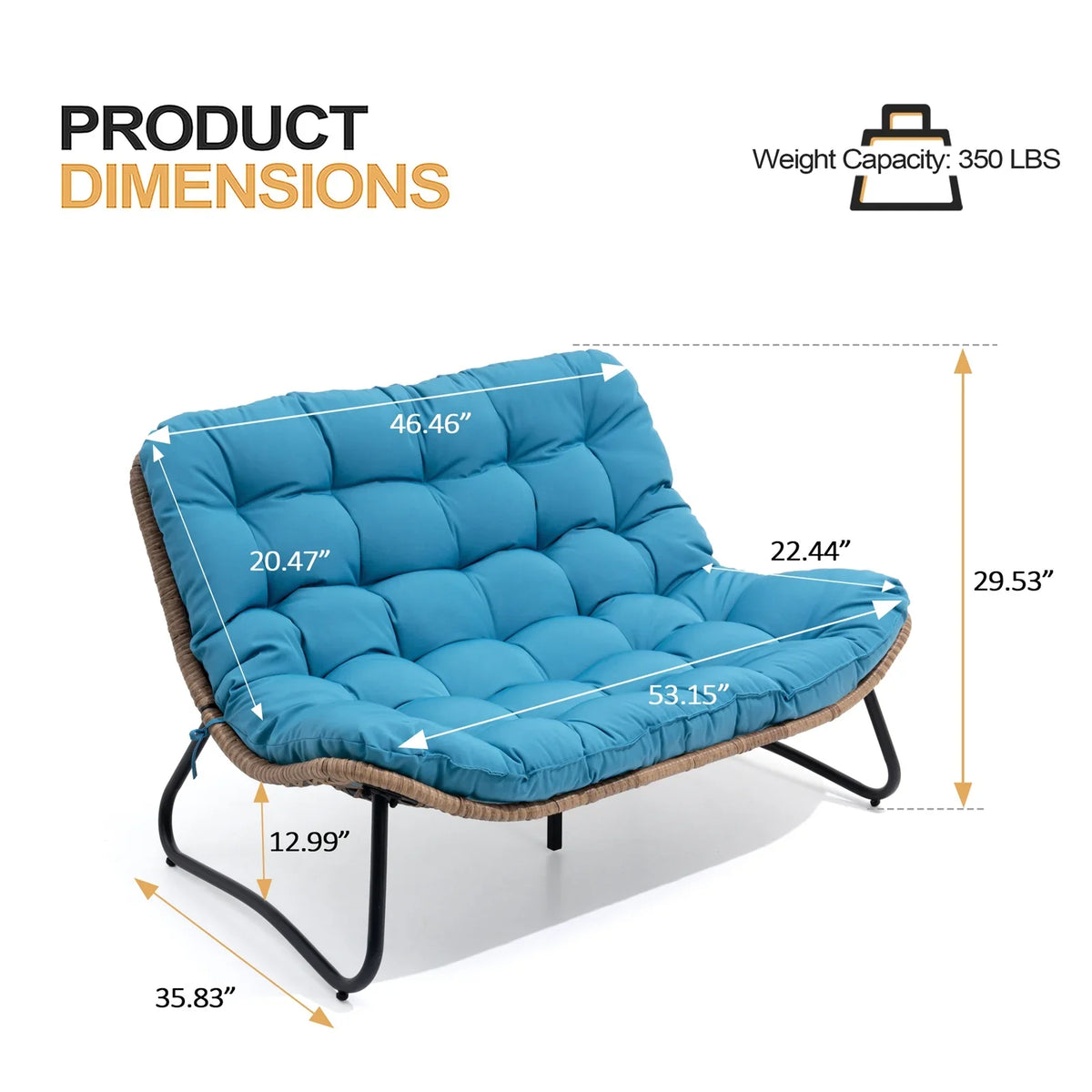 2026 NewCrestlive Products Patio Loveseat, All-Weather Rattan Large Furniture with Soft Cushions, Outdoor Loveseat for Balcony, Poolside, Backyard (Beige)