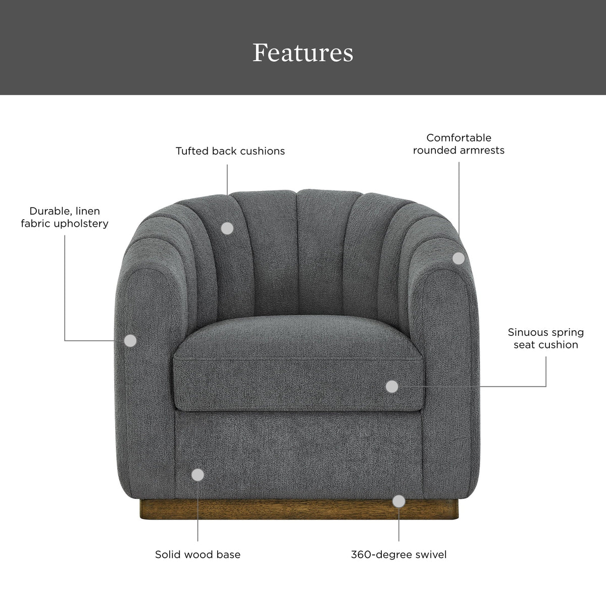2026 NewBetter Homes & Gardens Lillian Accent Swivel Chair, Cream Linen