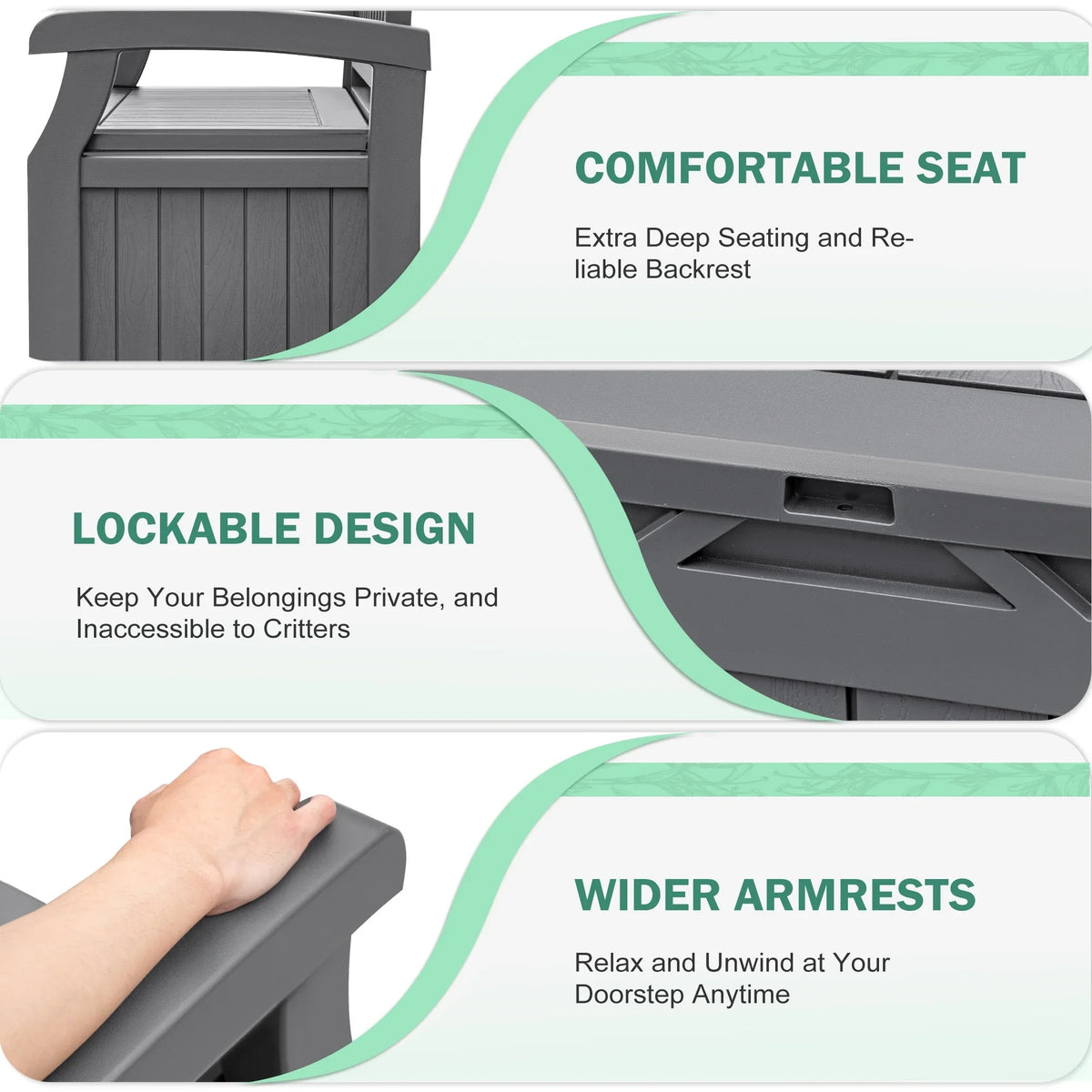 2026 NewHomall 80 Gallon Plastic Storage Bench Made Of Durable Weatherproof Resin And Deck-Box Organized Storage Compartment For Outdoor Patios And Lawns,Black