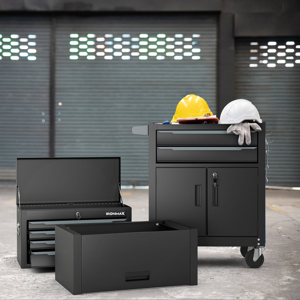 Ironmax 6-Drawer Rolling Tool Chest 3-in-1 Heavy-Duty Storage Cabinet with Universal Wheels Black