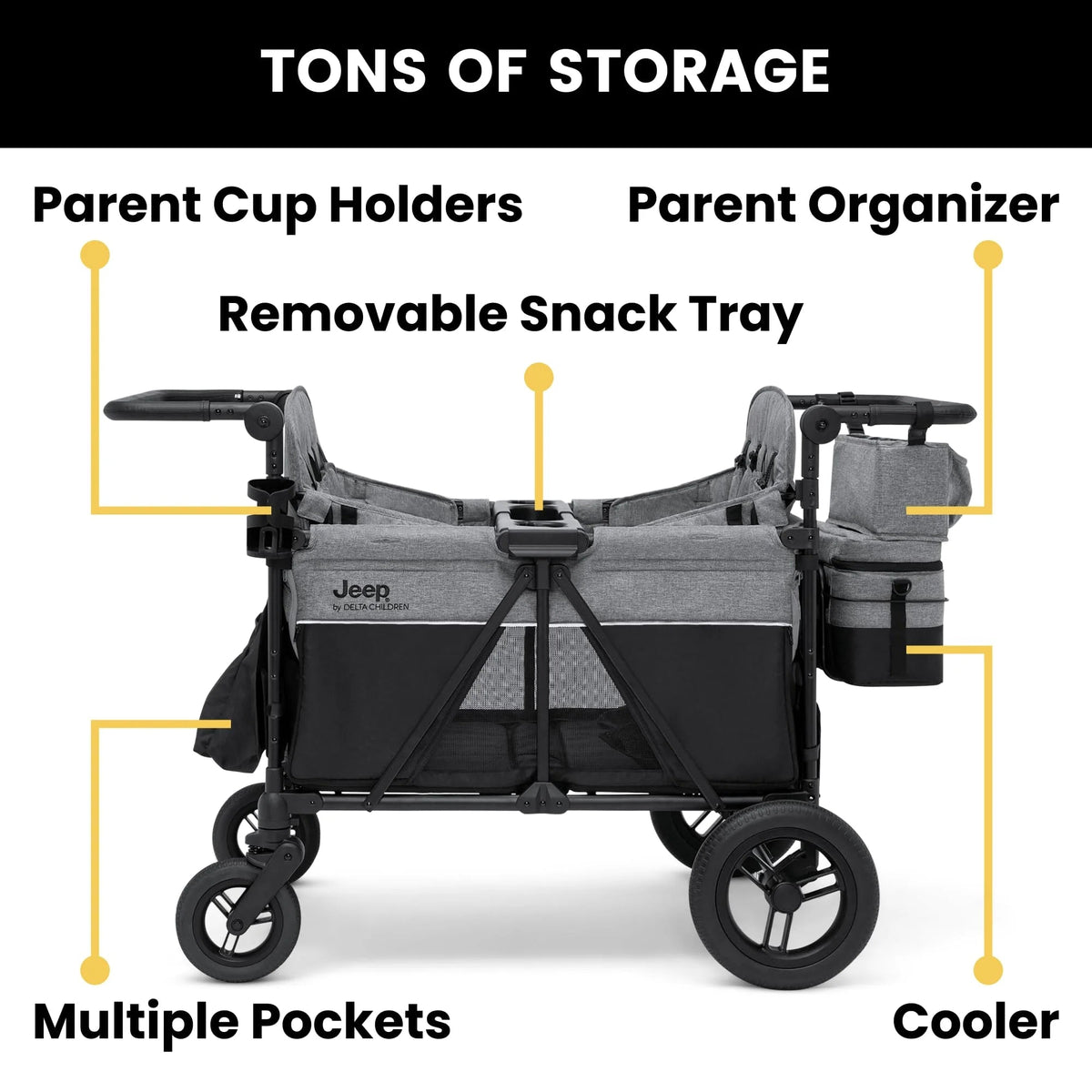 Jeep Wrangler Deluxe 4 Seater Stroller Wagon by Delta Children
