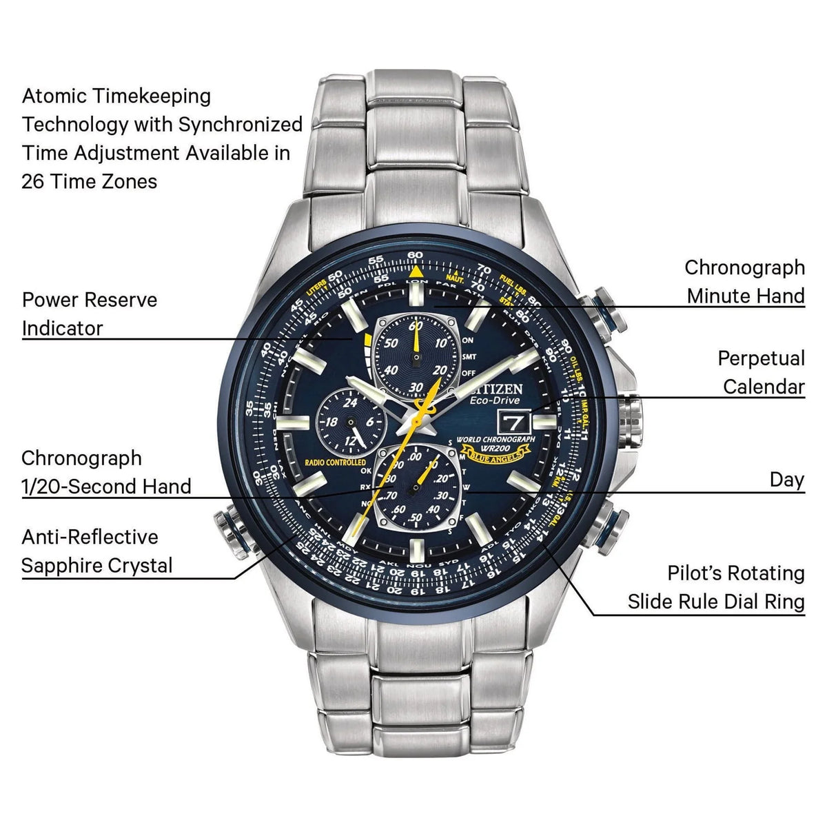 2026 NewCitizen Men's Eco Drive Blue Angels World Chronograph AT Watch AT8020-54L