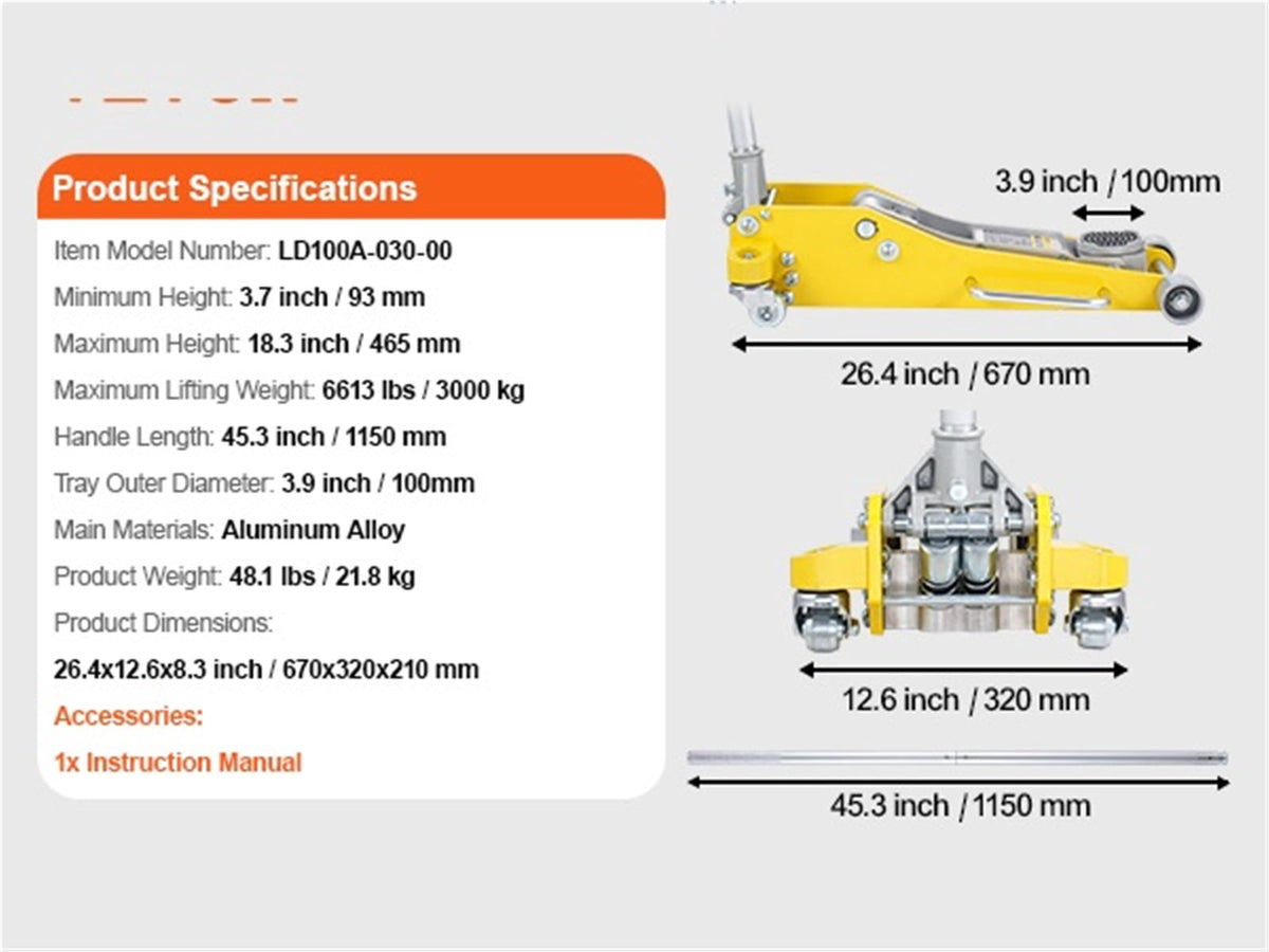 3T/2T Floor Jack Aluminum Hydraulic Racing Floor Jack Hydraulic Car Jack With Dual Piston Quick Lift Pump For Auto Repaire ,Easy to Operate