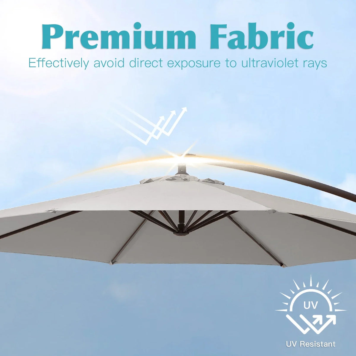2026 NewJUSTLET 10ft Heavy Duty Patio Hanging Offset Cantilever Patio Umbrella W/ 4-Piece Base Included Included, Beige