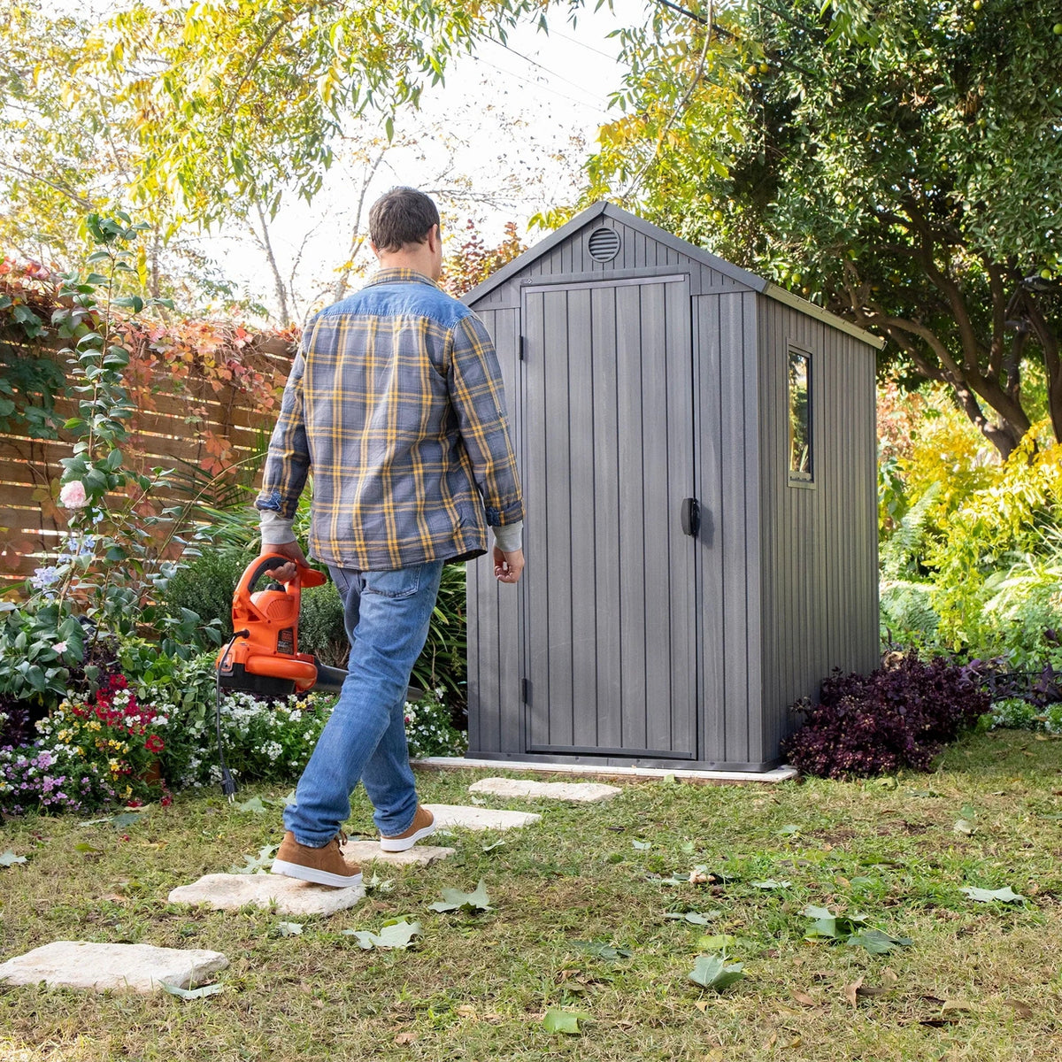 2026 NewKeter Darwin 4' x 6' Outdoor Garden Tool Storage Shed w/ Window, Graphite
