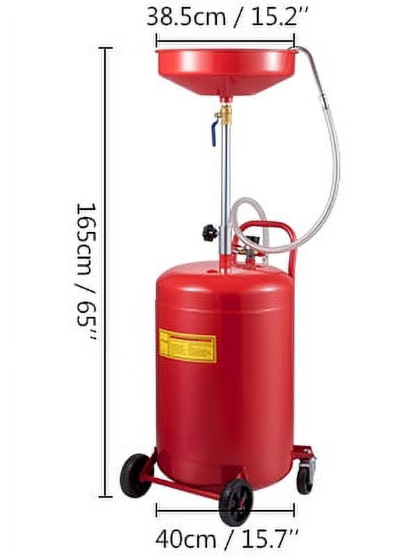 VEVOR Waste Oil Drain Tank 20 Gallon Portable Oil Drain Air Operated Drainer Oil Change, Oil Drain Container, Fluid Fuel Transfer Drainage Adjustable Funnel Height, with Wheel for Easy Oil Removal
