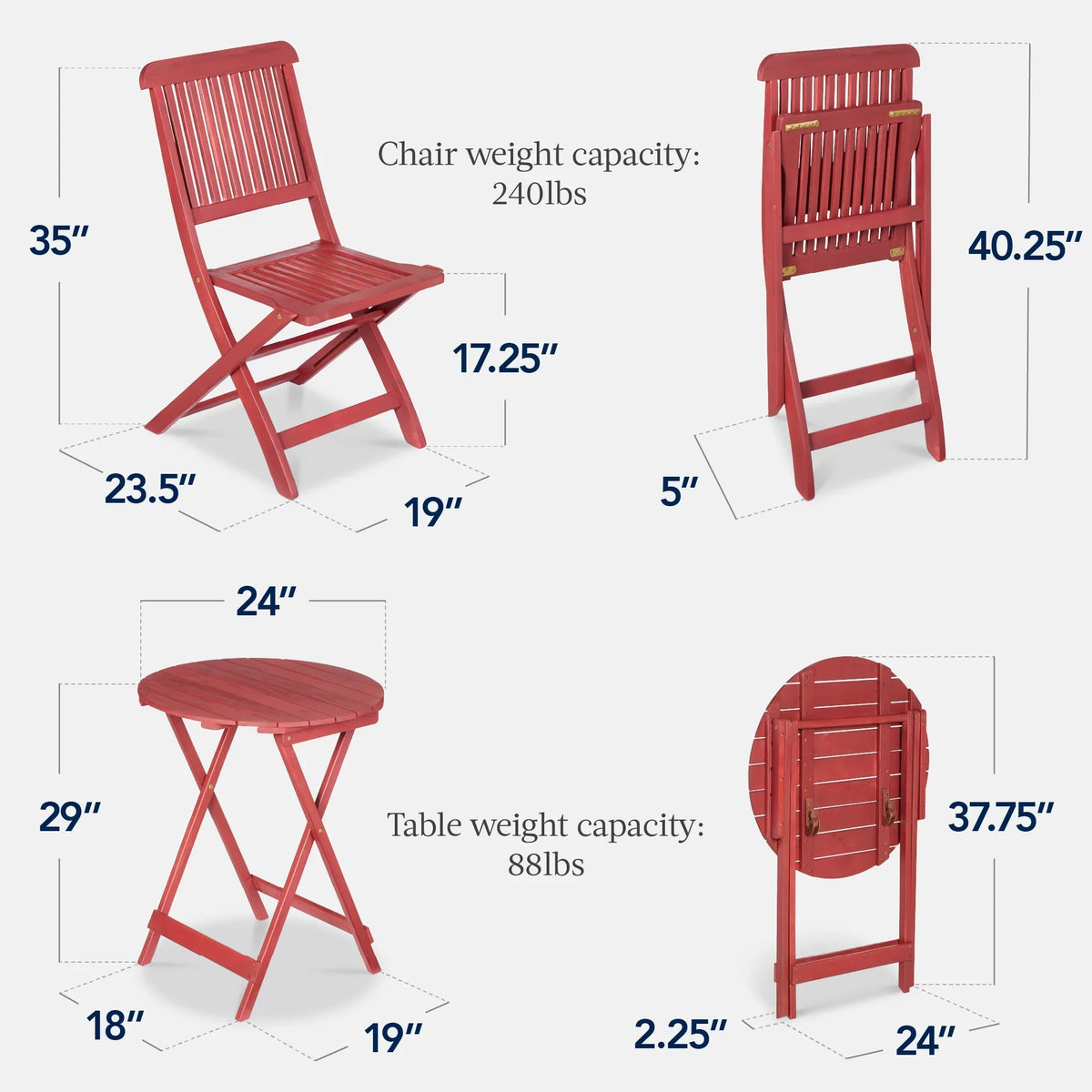 2026 NewBest Choice Products 3-Piece Acacia Wood Bistro Set, Folding Patio Furniture w/ 2 Chairs, Table - Natural