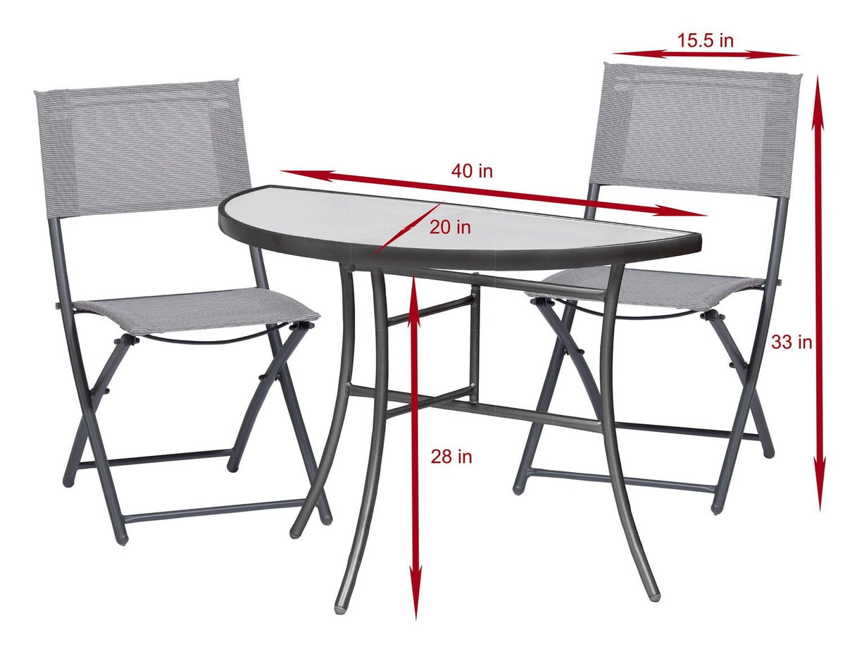 Sunmate Casual 3pc Bistro Set Contemporary Style Outdoor Dining Furniture