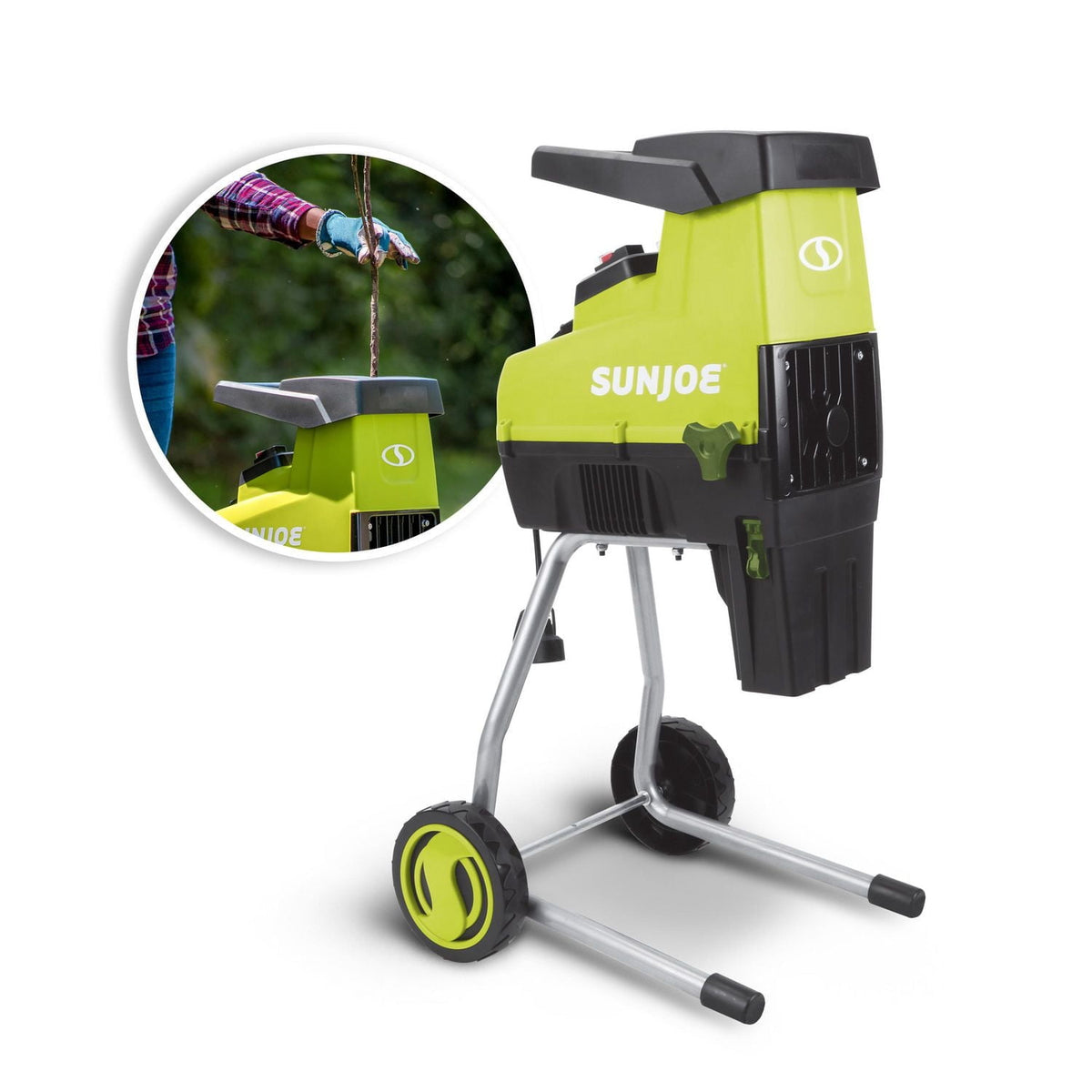 Sun Joe CJ603E 1.7 Inch Cutting Diameter Electric Silent Wood Chipper/Shredder, 15-Amp
