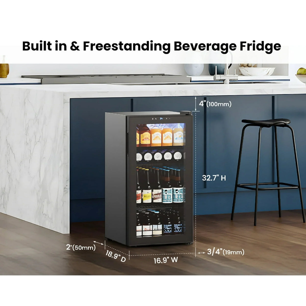 2026 NewYeego Beverage Refrigerator Cooler, Freestanding Beverage Fridge with Glass Door,95 Cans