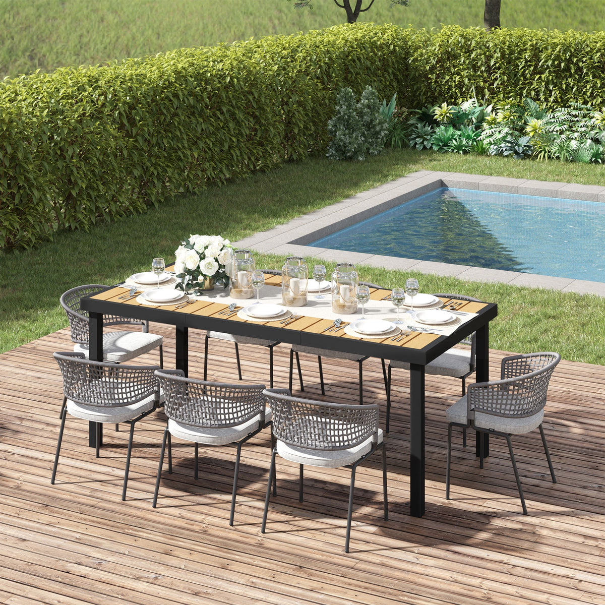 Outsunny 75" x 35" Outdoor Dining Table for 8 People, Natural
