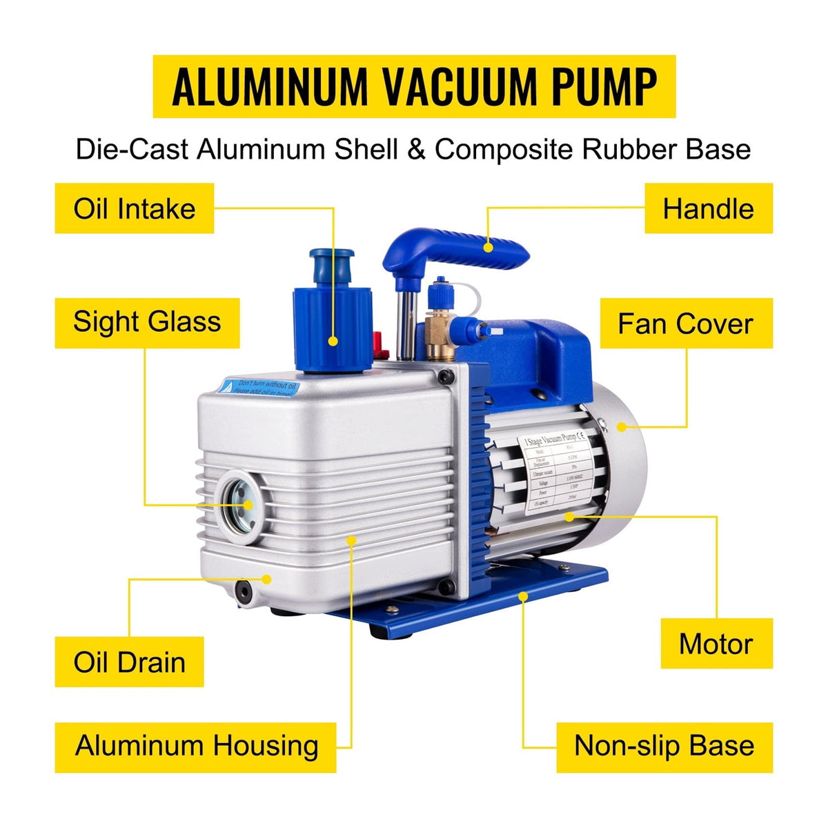 Vacuum Pump,4.8CFM AC Refrigerant Vacuum Pump With Gauges HVAC Refrigeration Home Vacuum Packing Air Condition Automobile Maintenance ,Widely Use