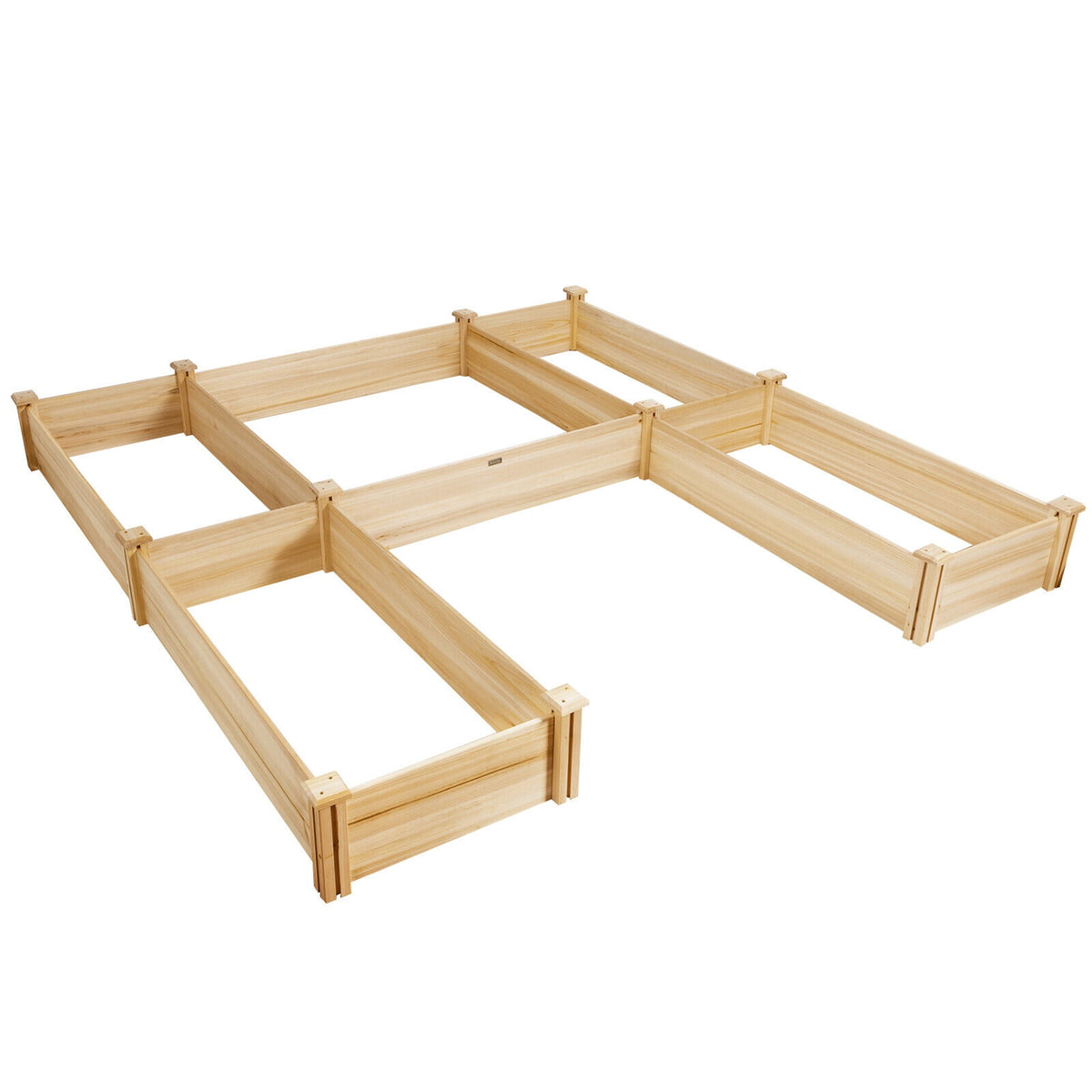 Gymax Raised Garden Bed Wooden Garden Box Planter Container U-Shaped Bed 92.5x95x11in