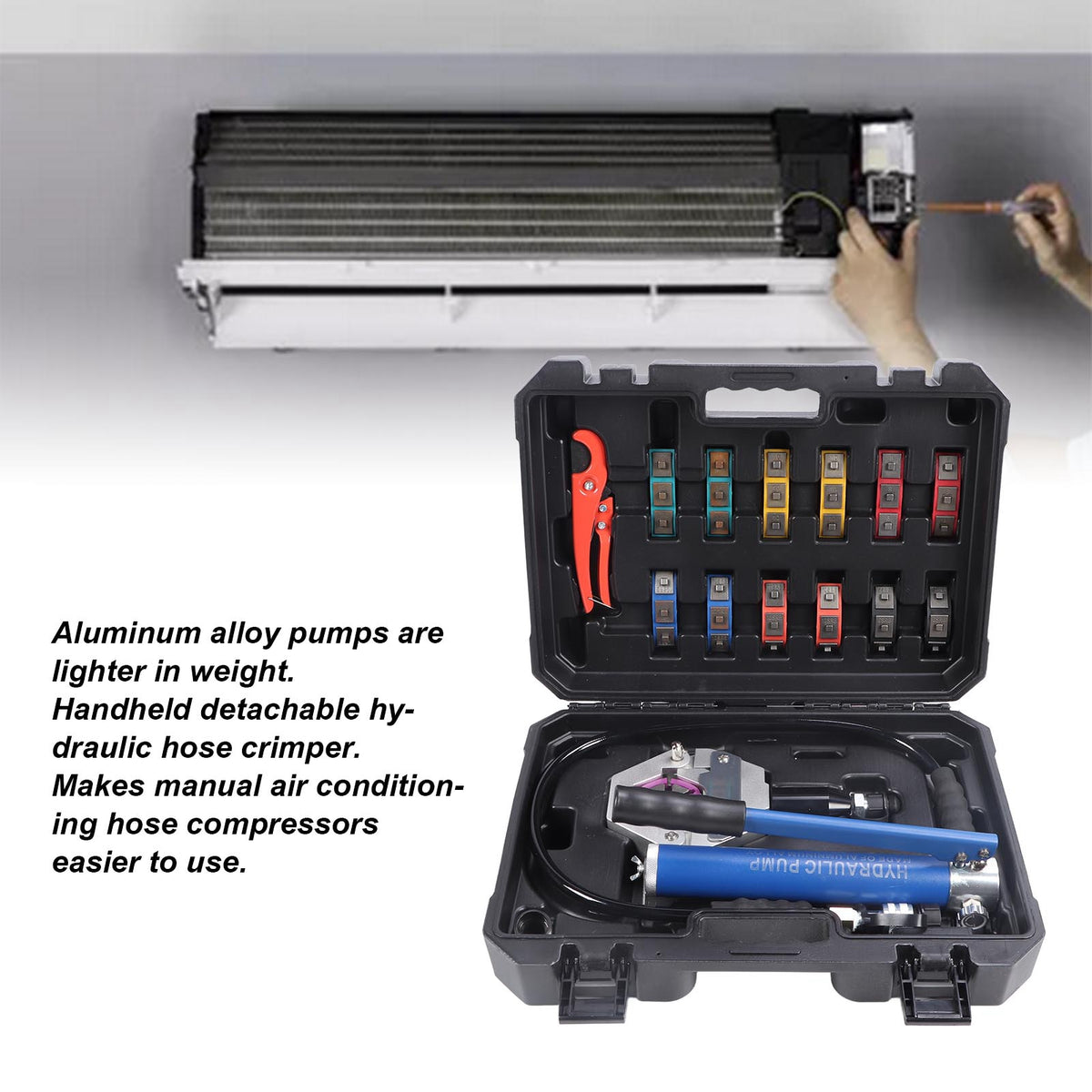 Hose Crimper, Aluminum Alloy Air Conditioner Hydraulic Hose Crimper Stability for Repair