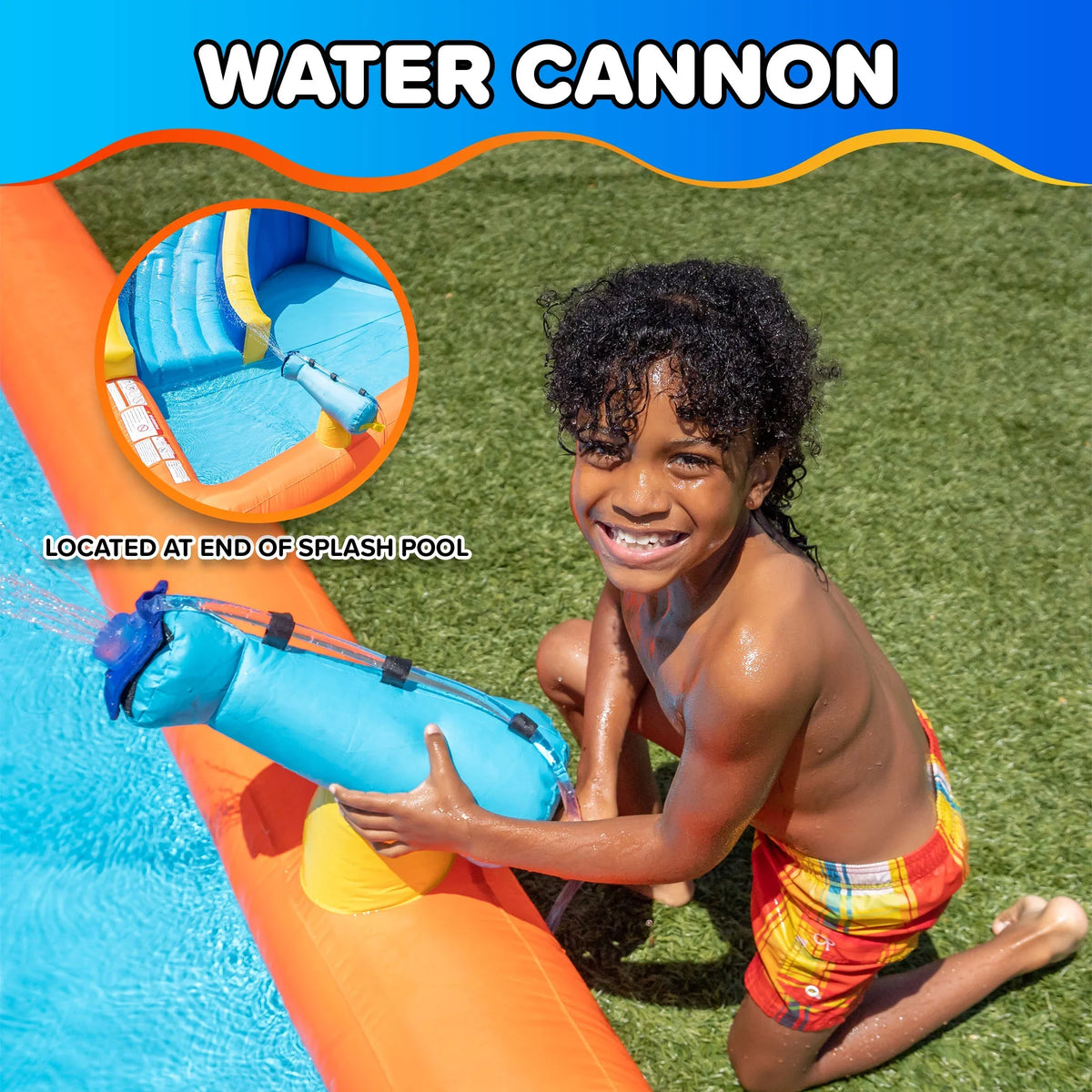 2026 NewSportspower�?Big Wave II Inflatable Water Slide with Climbing Wall & Splash Pool, Ages 3-8, Heavy Duty, ASTM Certified, Lifetime Warranty on Included Blower
