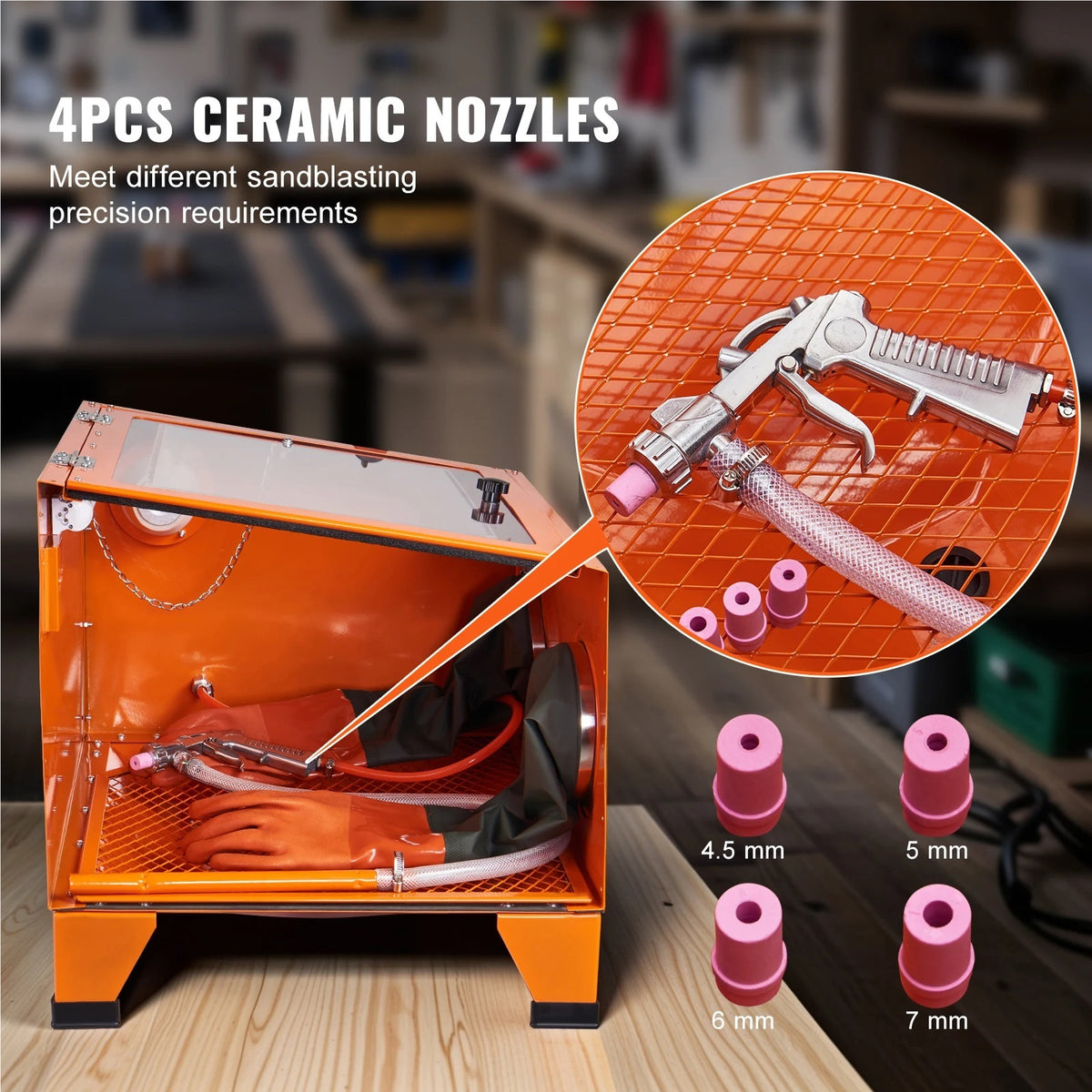 Portable Benchtop Sand Blaster 25 Gallon Sandblasting Cabinet with Blasting Gun Nozzles Paint Stain Rust Removal