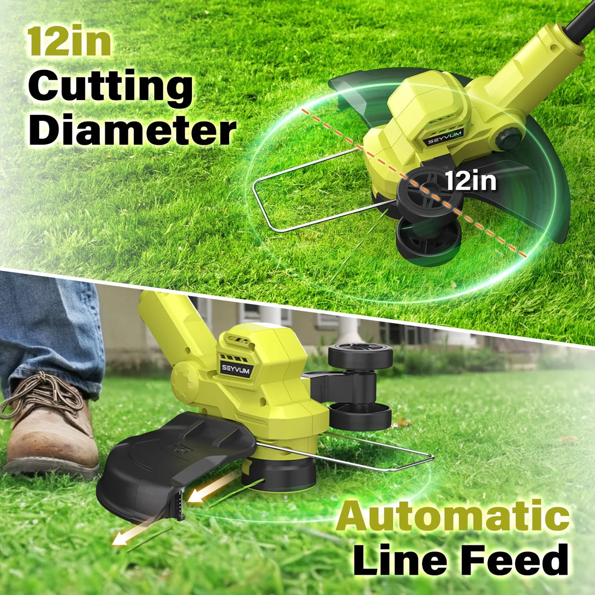 2026 New20V Cordless Lawn Care Combo Kit - 12" String Trimmer & Weed Trimmer with 6 Spool Lines, Electric Leaf Blower for Edging & Cleanup, 4.0Ah Battery & Charger