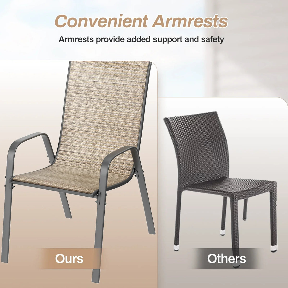 2026 NewPirecart Set of 4 Patio Dining Chairs, Textilene Outdoor Stacking Chairs for Poolside, Backyard, Garden