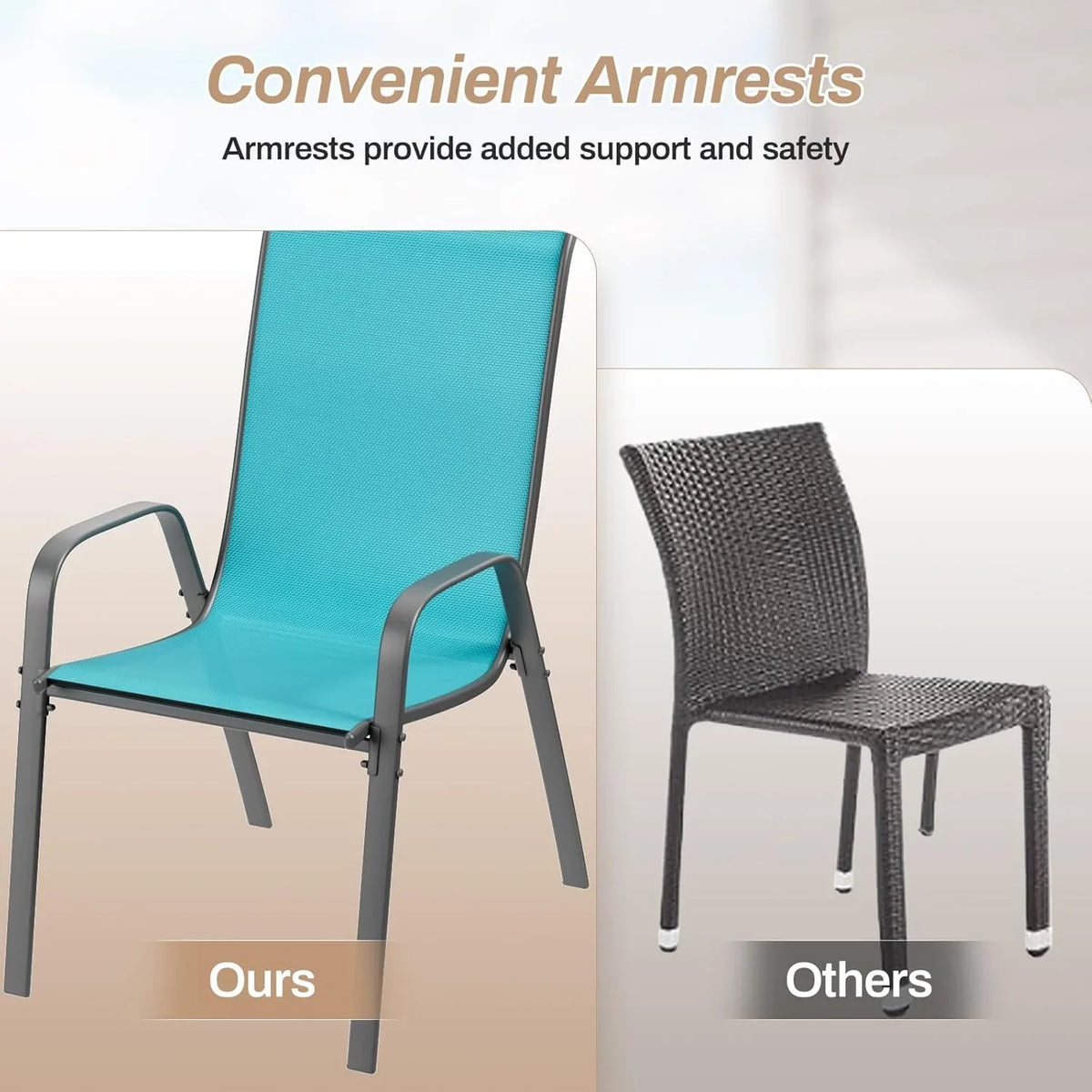 2026 NewPirecart Set of 4 Patio Dining Chairs, Textilene Outdoor Stacking Chairs for Poolside, Backyard, Garden
