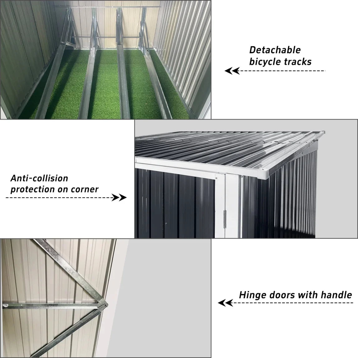 2026 New6.3' x 6.1' Outdoor Storage Shed Clearance, Metal Outdoor Storage Cabinet with Double Lockable Doors, Waterproof Tool Shed, Stores 4 Bikes, Backyard Shed for Garden, Patio, Lawn